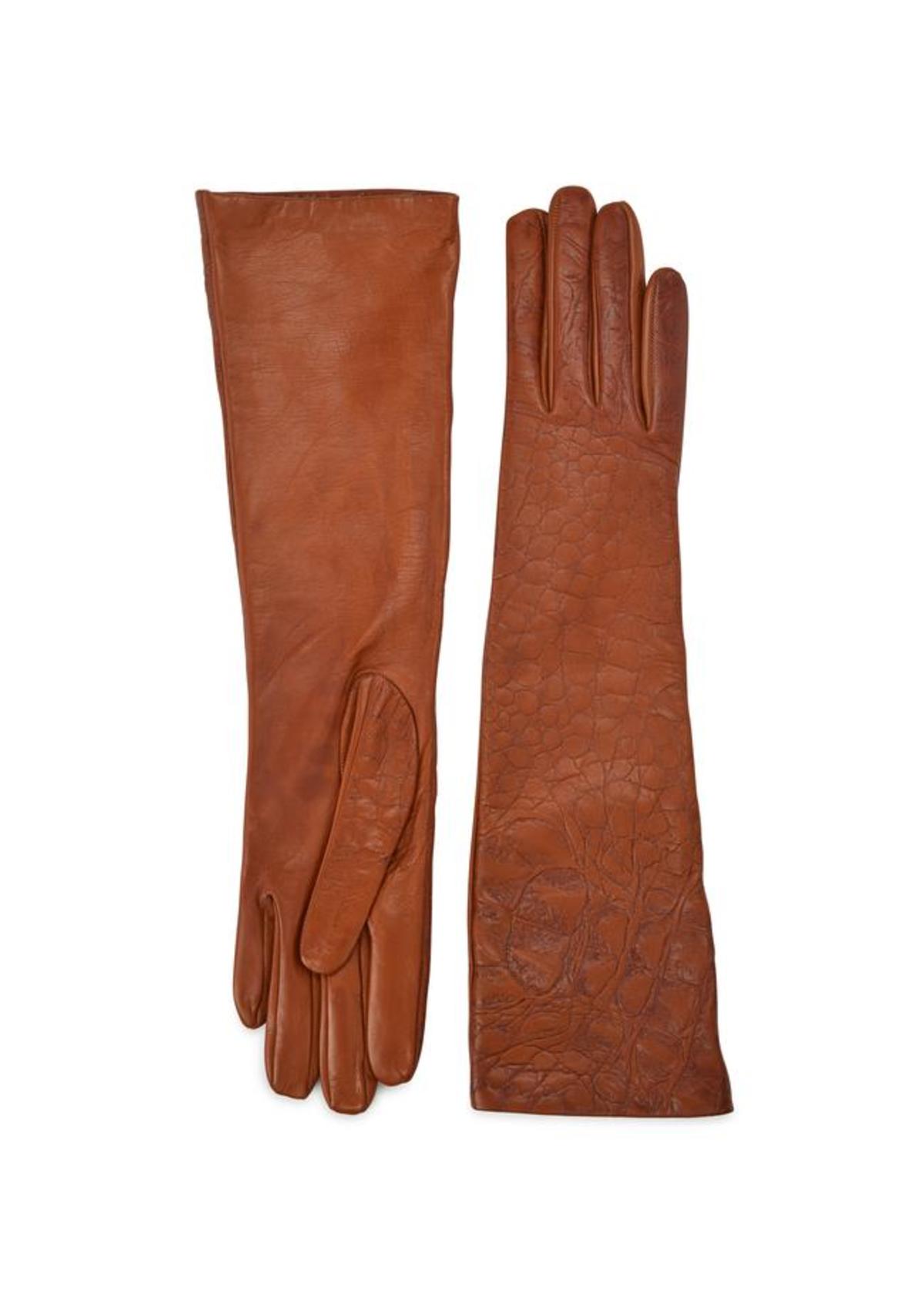 Carolina Amato Elbow Length Leather Glove natural Garmentory