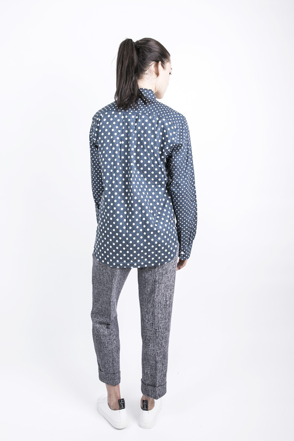 Unisex Spliced Polka Dot Shirt Unisex Spliced Polka Dot Shirt