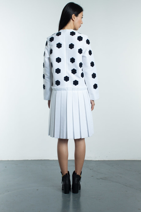 Steven Tai Fuzzy Embroidery Satin Dress Steven Tai Fuzzy Embroidery Satin Dress