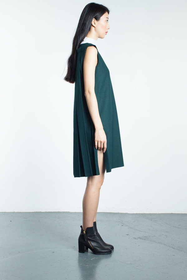 Steven Tai Pleated Back Side Slit Dress Steven Tai Pleated Back Side Slit Dress