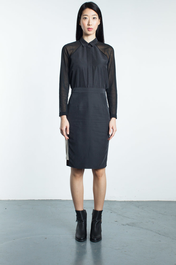 Mandarin & General Windowpane Skirt Mandarin & General Windowpane Skirt