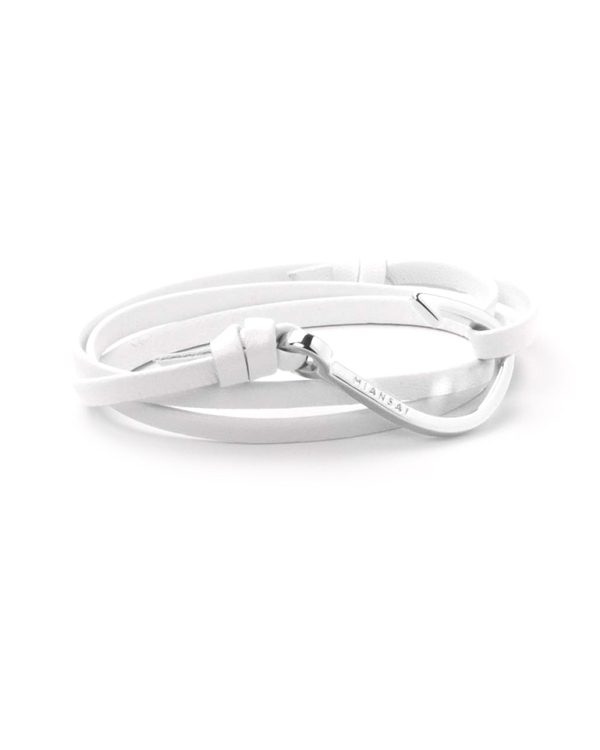 Miansai Silver Fish Hook And White Leather Wrap Bracelet Miansai Silver Fish Hook And White Leather Wrap Bracelet