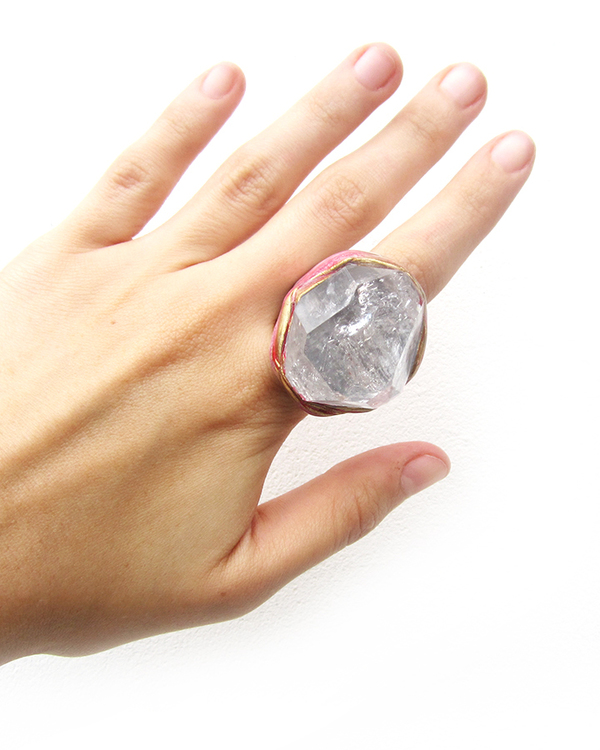 Adina Mills Pink Majestic Ring with Elestial Quartz Adina Mills Pink Majestic Ring with Elestial Quartz