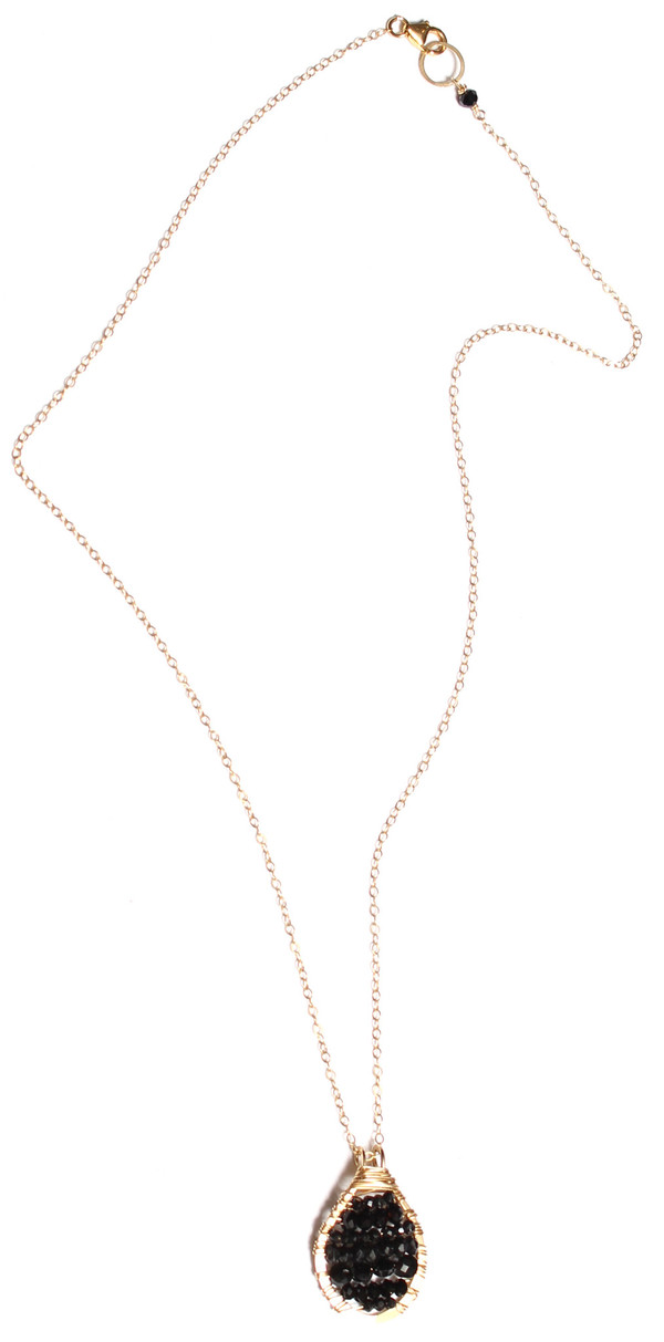 James and Jezebelle Black Onyx and Spinel Oval Pendent Necklace James and Jezebelle Black Onyx and Spinel Oval Pendent Necklace