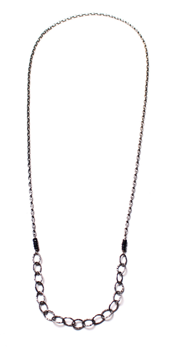 Sarah Dunn Black Sapphire and Oxidized Silver Chain Necklace Sarah Dunn Black Sapphire and Oxidized Silver Chain Necklace