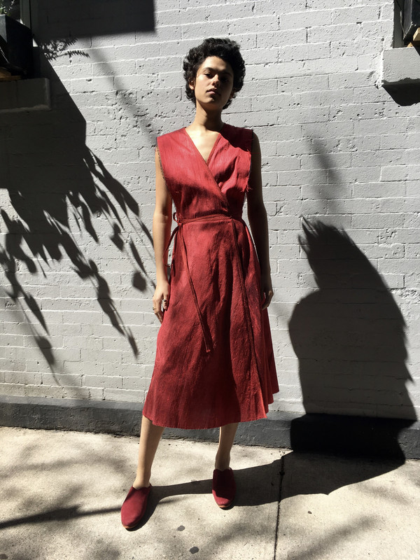 Alexa Stark Red Silk Wrap Dress Alexa Stark Red Silk Wrap Dress