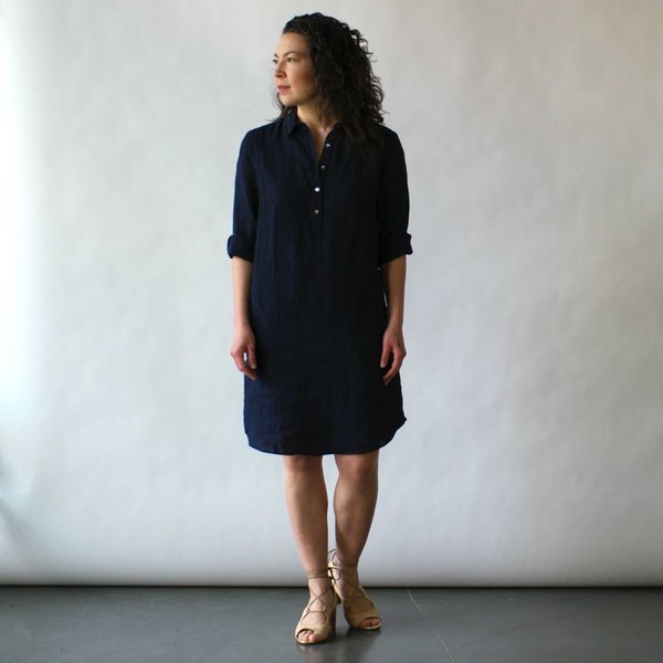 Nuthatch Shirt Dress in Indigo Washed Linen Nuthatch Shirt Dress in Indigo Washed Linen