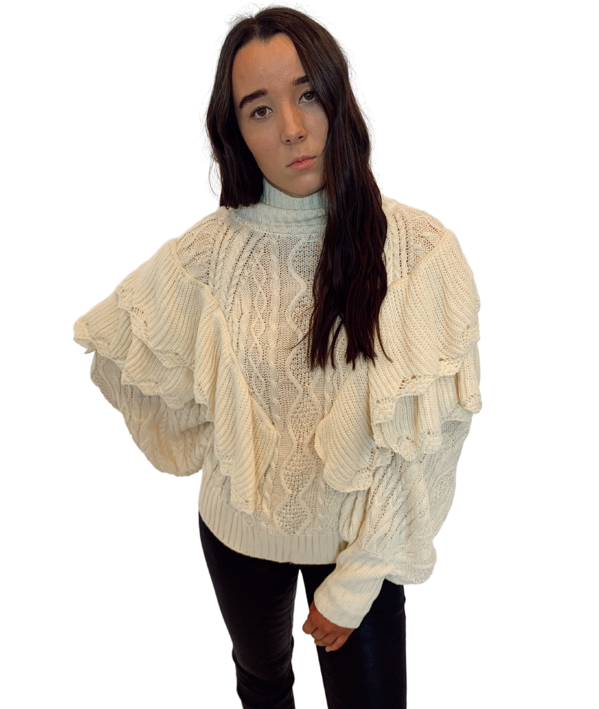 cream ruffle jumper