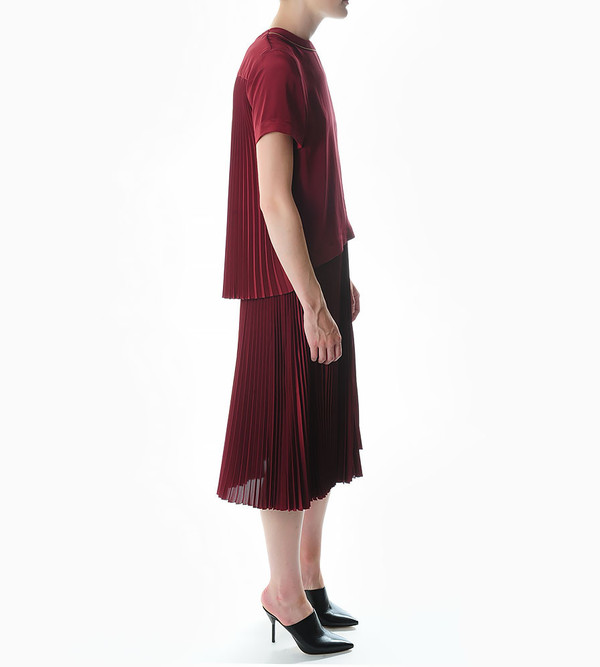 Sacai Luck Maroon Pleated-Back T-Shirt Sacai Luck Maroon Pleated-Back T-Shirt