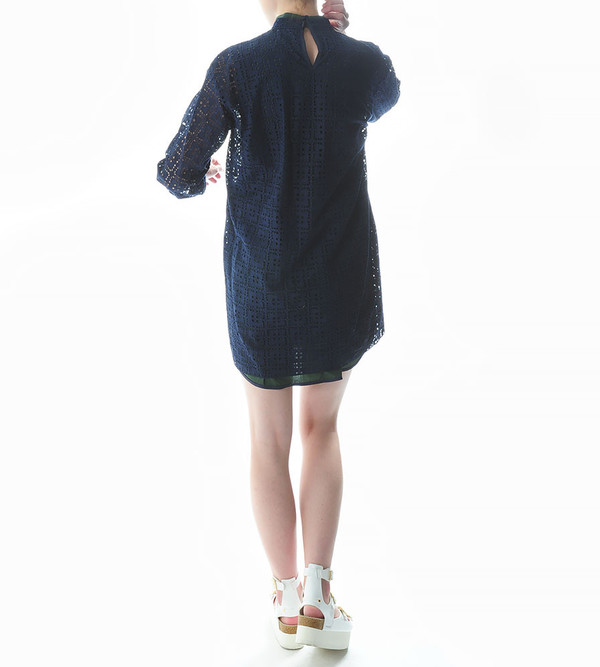 Sacai Luck Lasercut Combination Dress with Collar Sacai Luck Lasercut Combination Dress with Collar
