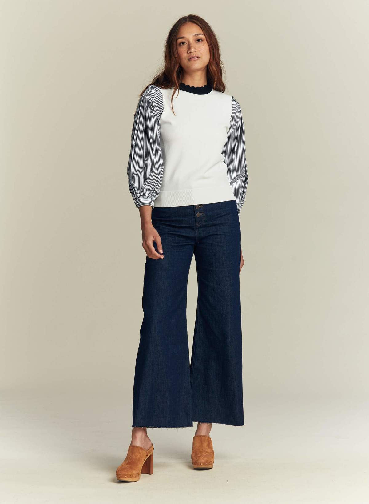 veronica beard roy mixed media pullover