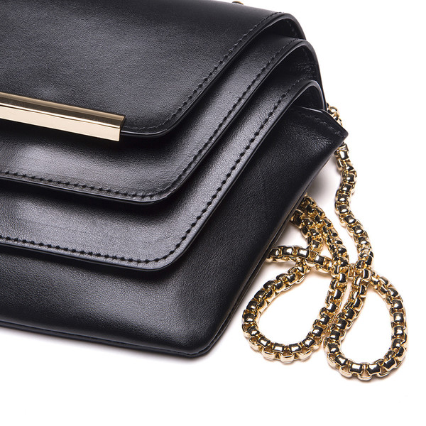 Ellia Wang Geometry Layer Clutch in Black Leather Ellia Wang Geometry Layer Clutch in Black Leather