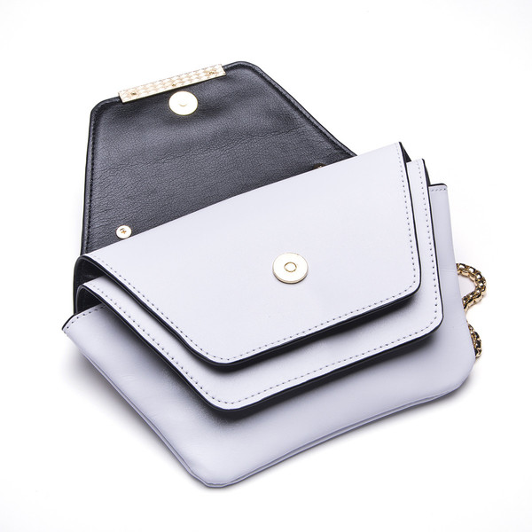 Ellia Wang Geometry Layer Clutch in White Leather Ellia Wang Geometry Layer Clutch in White Leather
