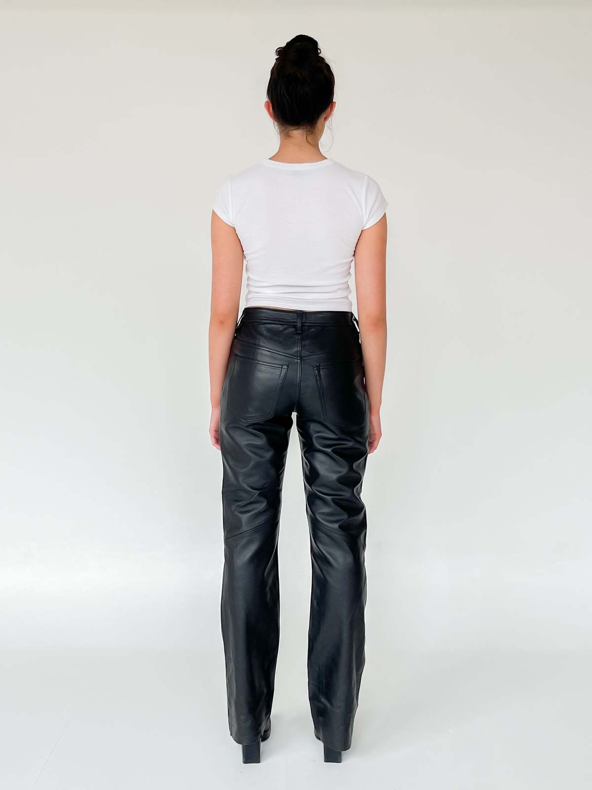 mid rise leather pants