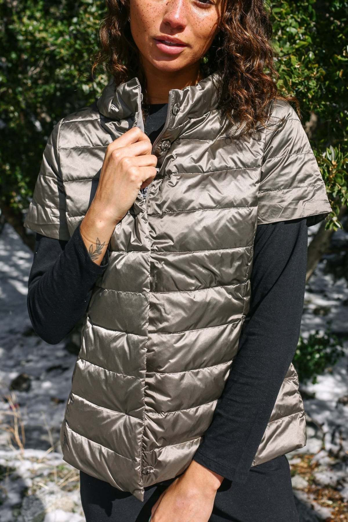 women's short sleeve puffer vest