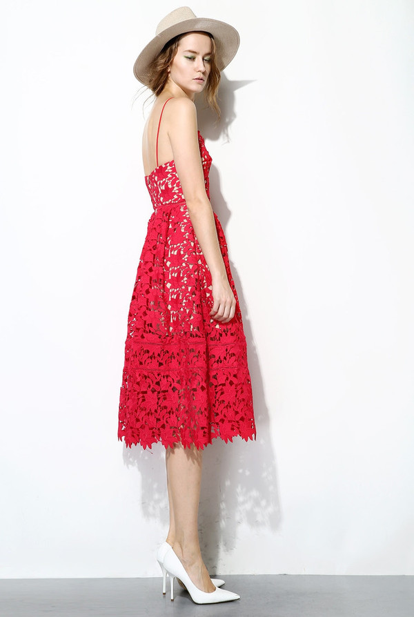 Few Moda Red Floral Lace Dress Few Moda Red Floral Lace Dress