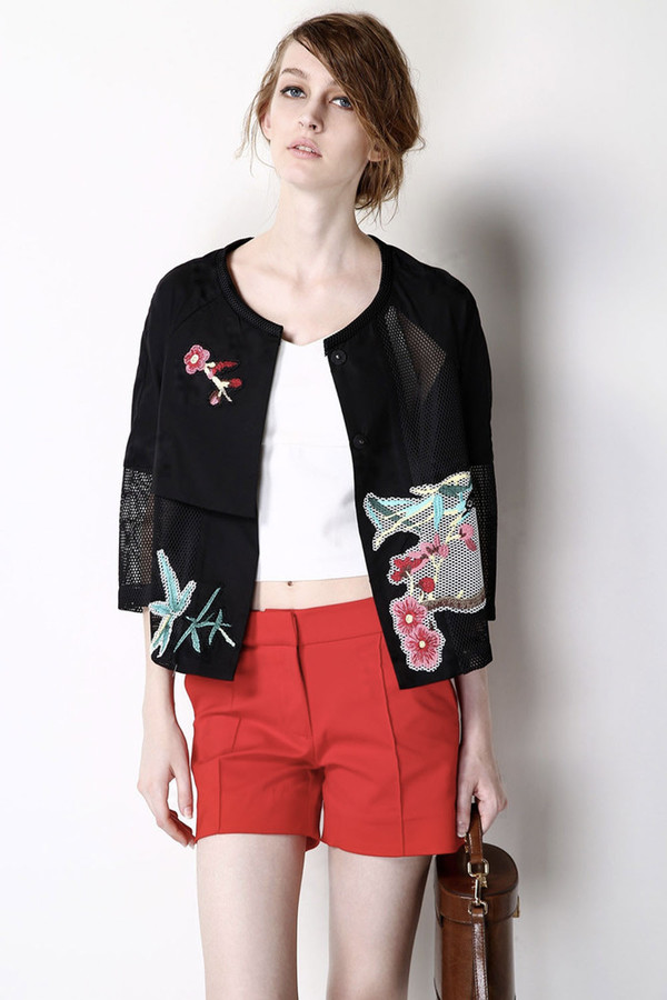 FEW MODA Handmade Embroidered Black Cropped Jacket FEW MODA Handmade Embroidered Black Cropped Jacket
