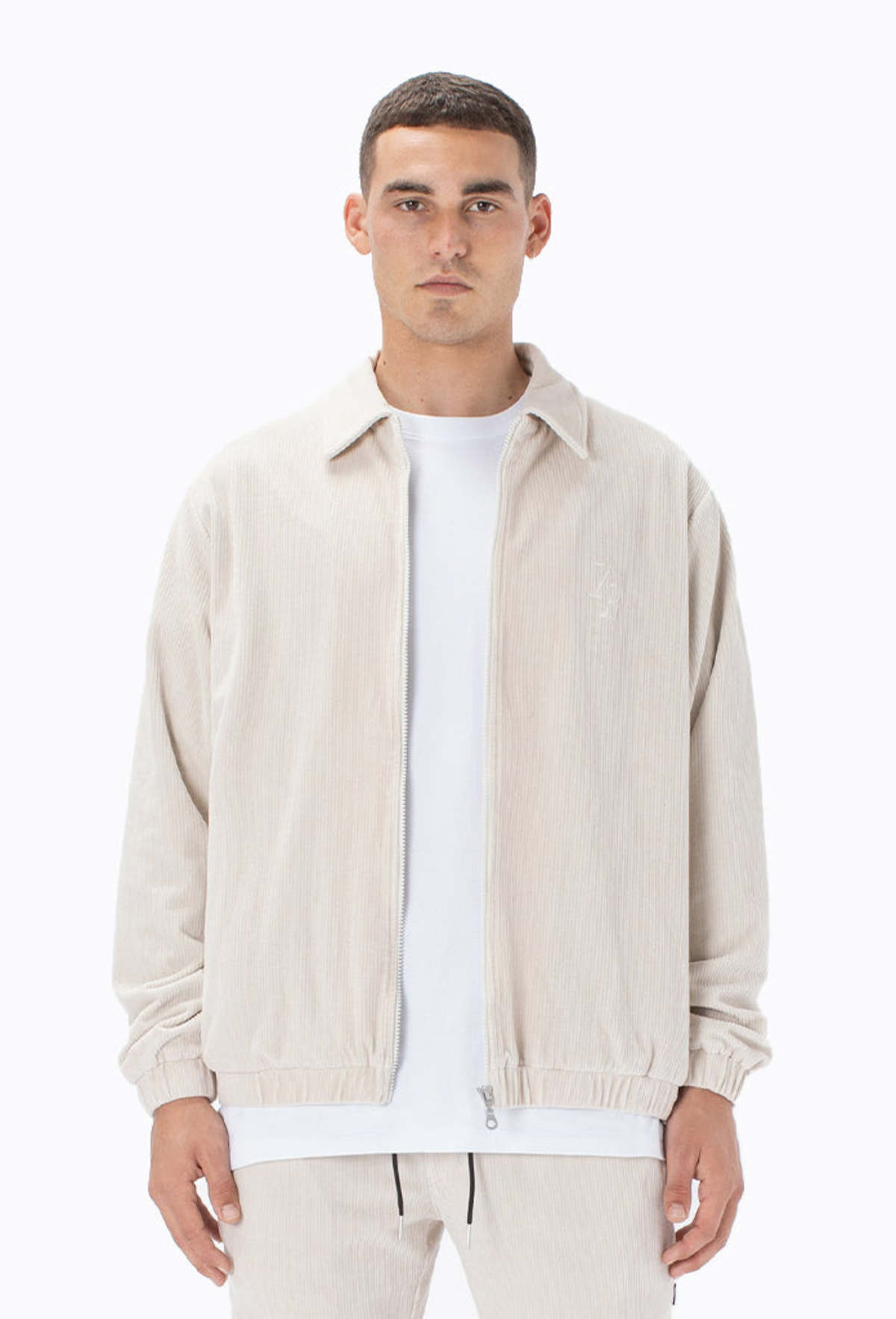 coach denim button front bomber