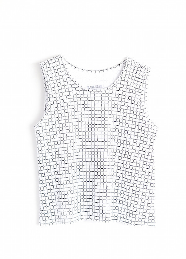 Ilana Kohn Jersey Muscle Tank | White Grid Ilana Kohn Jersey Muscle Tank | White Grid