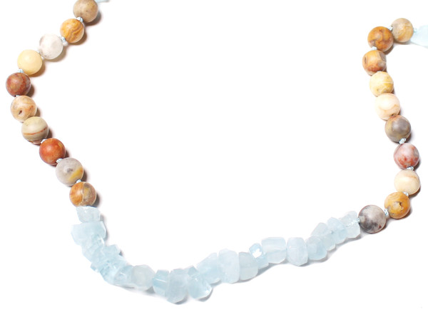 James and Jezebelle Aqua Marine, Howlite, + Agate Necklace James and Jezebelle Aqua Marine, Howlite, + Agate Necklace