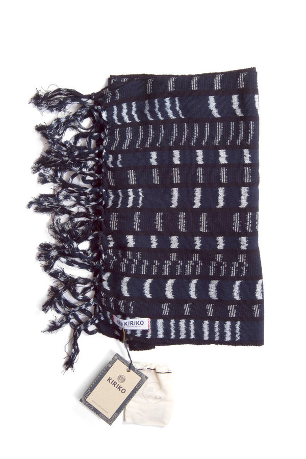 Kiriko Karu-Ori Navy Blurred Indigo Scarf Kiriko Karu-Ori Navy Blurred Indigo Scarf