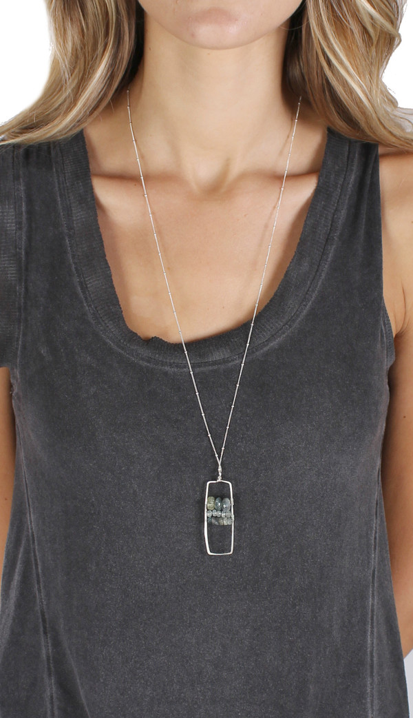 James and Jezebelle Moss Aqua Marine Paddle Necklace James and Jezebelle Moss Aqua Marine Paddle Necklace