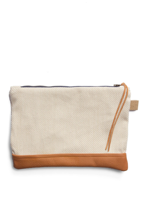 Kiriko Sashiko Leather Clutch Natural Kiriko Sashiko Leather Clutch Natural