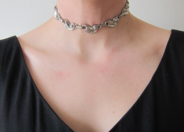 Vintage Silver Floral Link Necklace Vintage Silver Floral Link Necklace