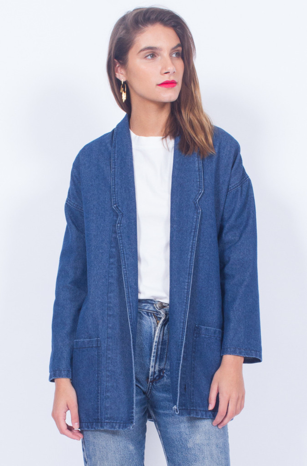 Yo Vintage! DENIM DUSTER JACKET MEDIUM Garmentory