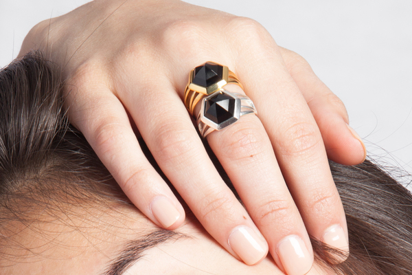 Shahla Karimi Hex Set Ring with Onyx Shahla Karimi Hex Set Ring with Onyx