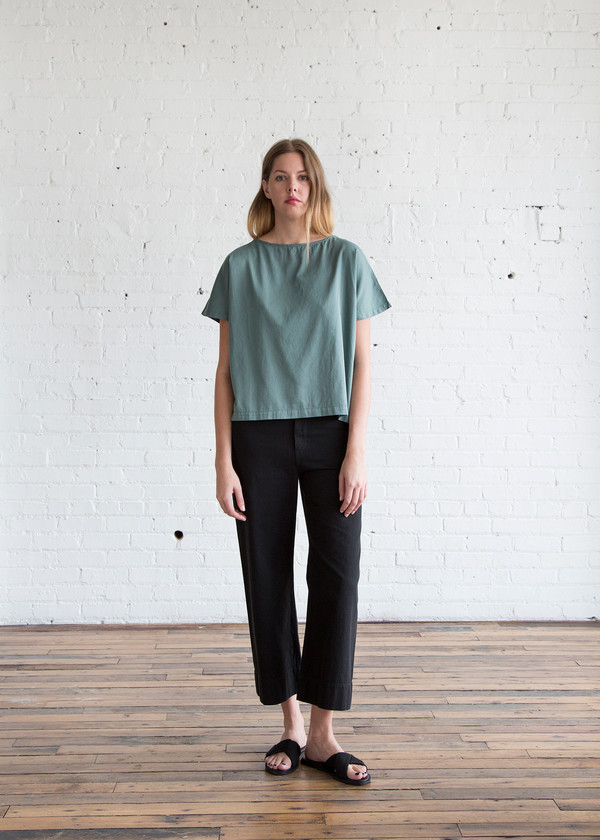 Black Crane Boat Neck Top Dark Forest Black Crane Boat Neck Top Dark Forest