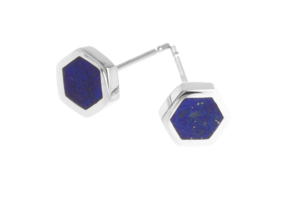 Shahla Karimi Honeycomb Ear Studs with Lapis Shahla Karimi Honeycomb Ear Studs with Lapis
