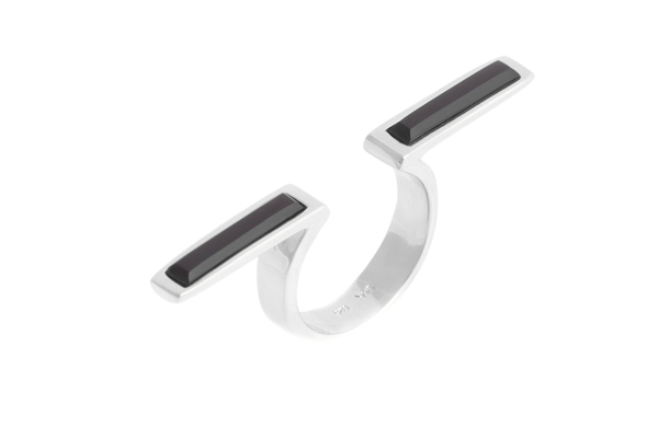 Shahla Karimi In-Between Bars Ring with Onyx Shahla Karimi In-Between Bars Ring with Onyx
