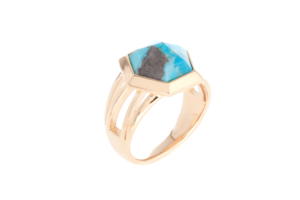 Shahla Karimi Hex Set Ring with Turquoise Shahla Karimi Hex Set Ring with Turquoise