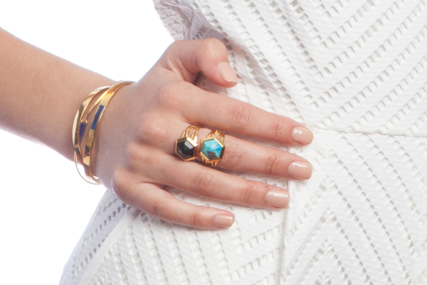 Shahla Karimi Hex Set Ring with Lapis Shahla Karimi Hex Set Ring with Lapis