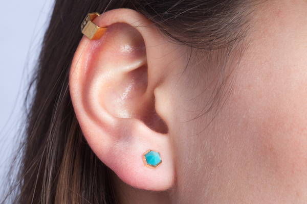 Shahla Karimi Hex Set Earrings with Lapis Shahla Karimi Hex Set Earrings with Lapis