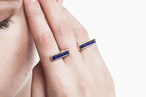 Shahla Karimi In-Between Bars Ring with Lapis Shahla Karimi In-Between Bars Ring with Lapis