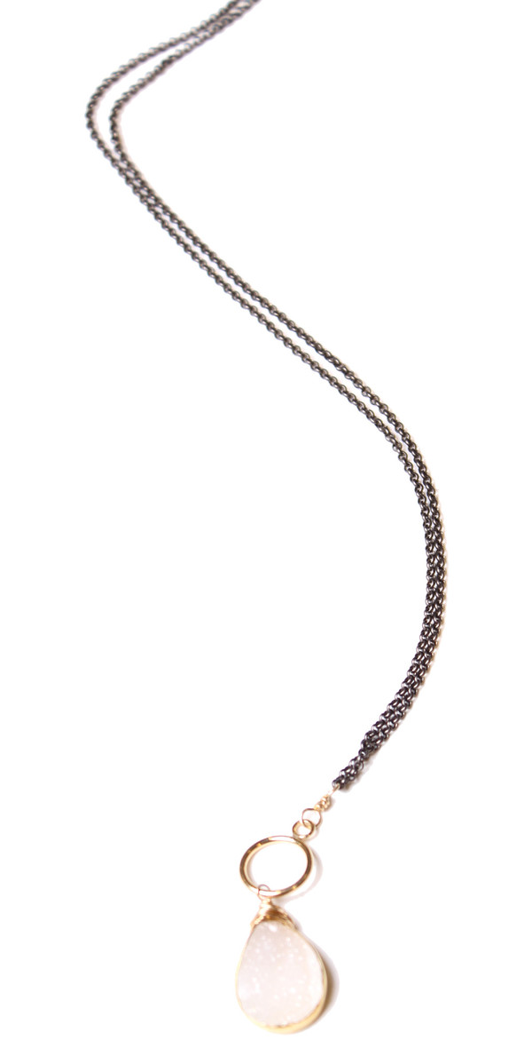 Bloom White Drusy Rolo Toggle Necklace Bloom White Drusy Rolo Toggle Necklace