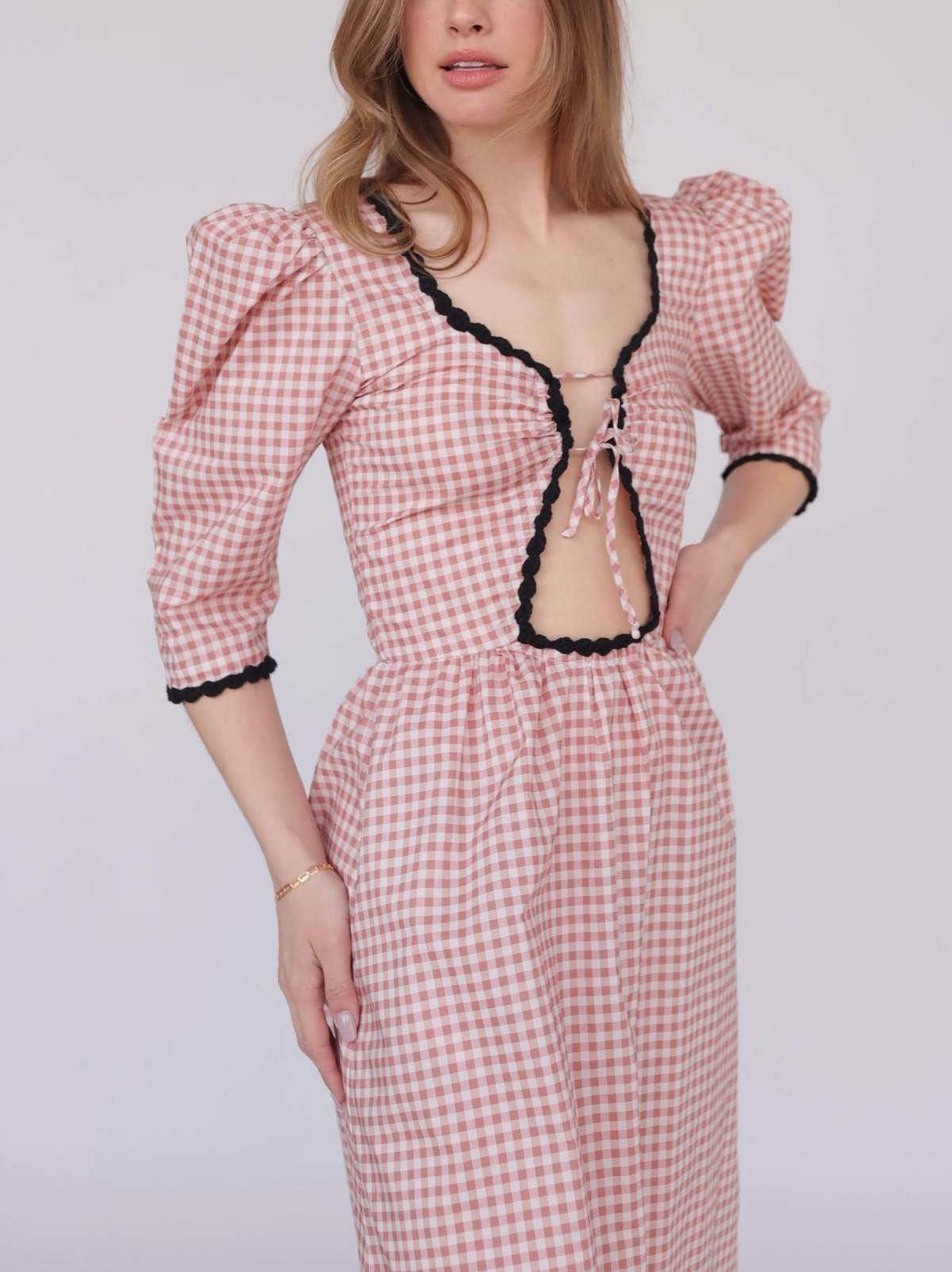 Tach Clothing Ilse Cotton Dress Brick Gingham Garmentory