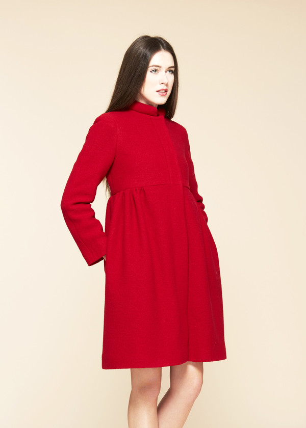 Cacharel Boiled Wool Pintuck Coat Cacharel Boiled Wool Pintuck Coat