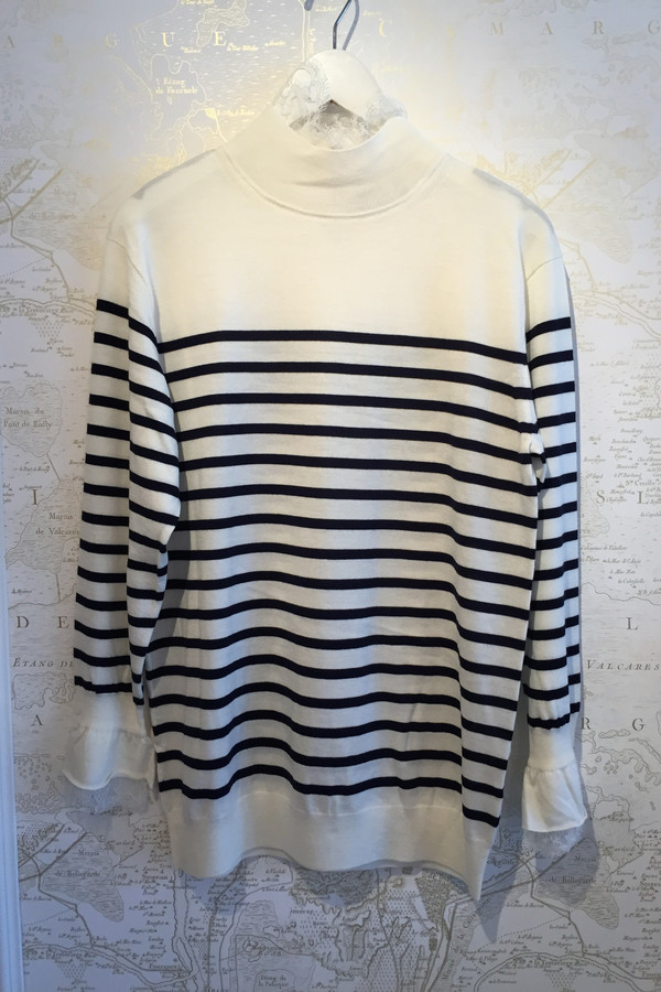 Leur Logette Striped Lace Turtleneck Leur Logette Striped Lace Turtleneck