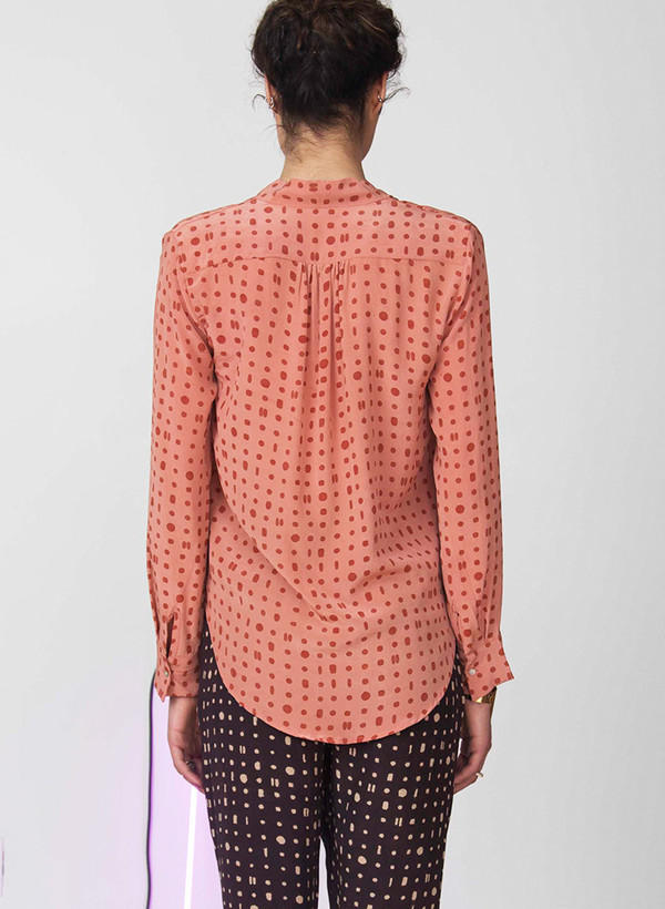 Seek Collective Priya crossover shirt | pink/red portals print Seek Collective Priya crossover shirt | pink/red portals print