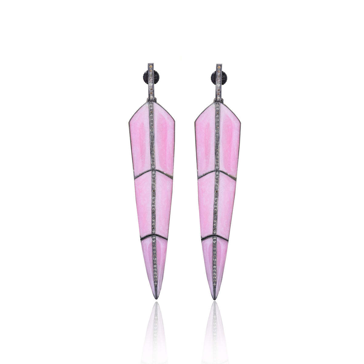 S. Carter Designs Enamel Feather Earrings - Pearl Rose | Garmentory
