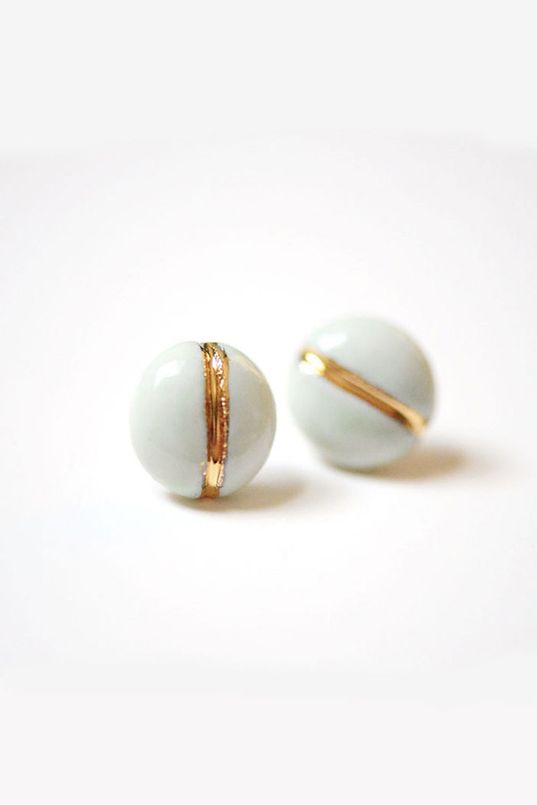 Porcelain and Stone Gold Navigation Earrings Porcelain and Stone Gold Navigation Earrings