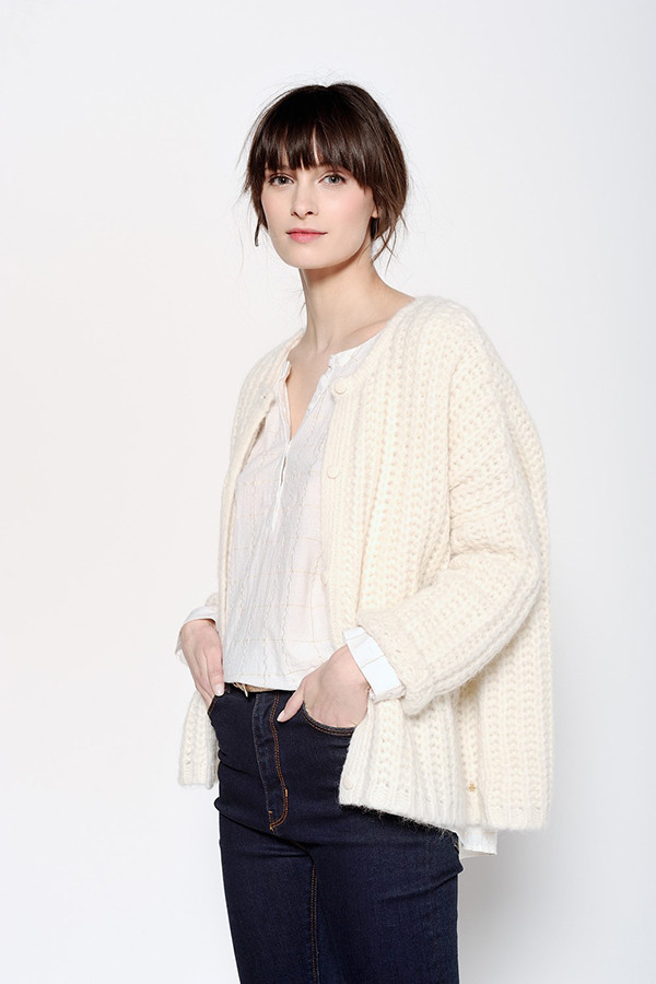 DES PETITS HAUTS AFLUMETTE ECRU CARDIGAN DES PETITS HAUTS AFLUMETTE ECRU CARDIGAN