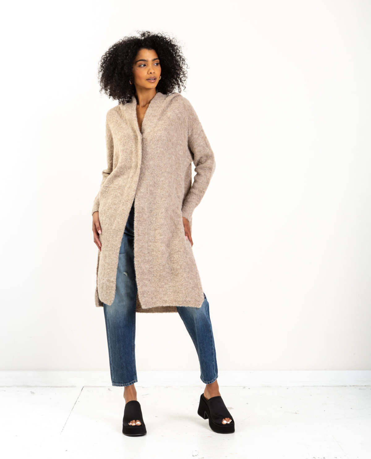 C.T. plage Hooded Sweater Coat - Beige 
