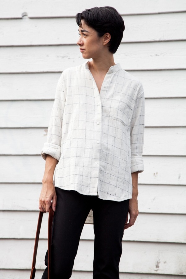 Jesse Kamm Classic Button Down | ivory windowpane Jesse Kamm Classic Button Down | ivory windowpane