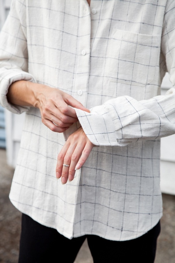 Jesse Kamm Classic Button Down | ivory windowpane Jesse Kamm Classic Button Down | ivory windowpane