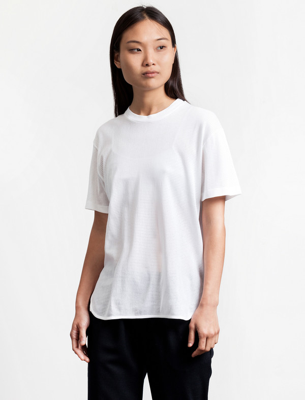 Sunspel Short Sleeve Crewneck Mesh Tee White Sunspel Short Sleeve Crewneck Mesh Tee White