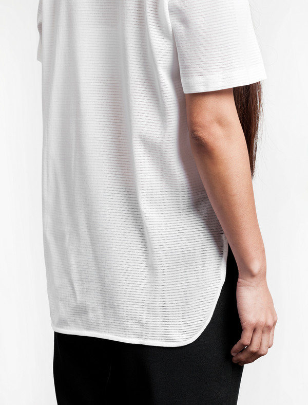 Sunspel Short Sleeve Crewneck Mesh Tee White Sunspel Short Sleeve Crewneck Mesh Tee White